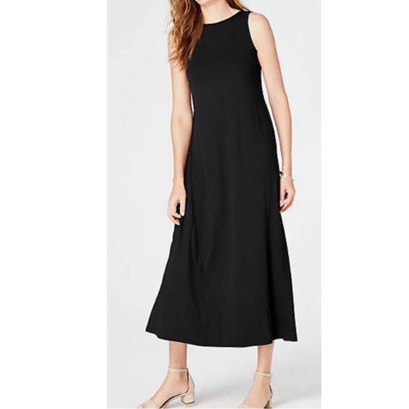 J. Jill Dresses J Jill Wearever Collection Sleeveless Maxi Dress Black Stretch Jerseym Tall